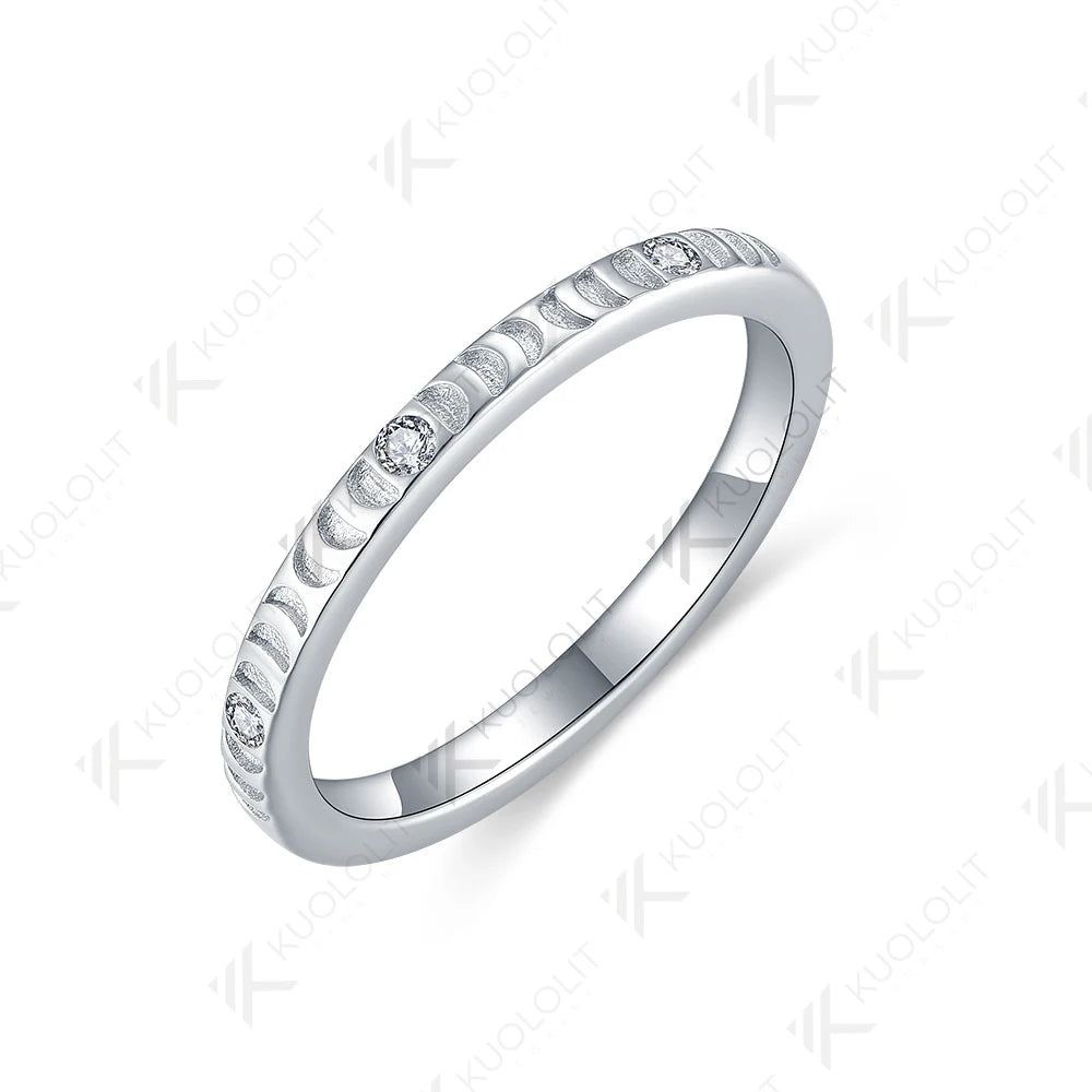 Kuololit Lab Grown Diamond Band Rings for Women Solid 14K 10K 585 White Gold for Engagement Wedding Christmas Classsic New