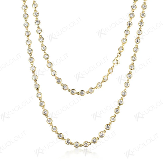 Kuololit Solid Gold Moissanite Necklace For Women 14K 10K 9K Gold 925 Silver Chain Necklace for Engagement Christmas Gifts