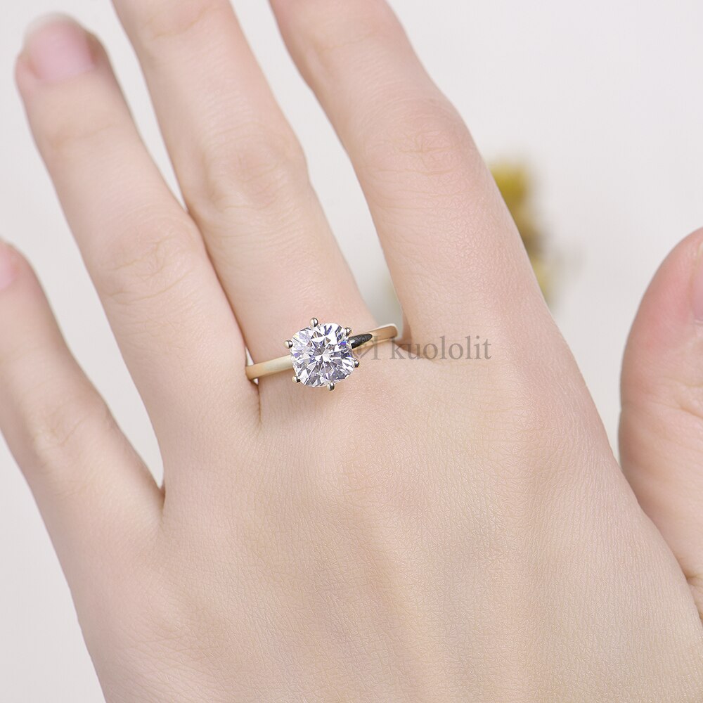 Kuololit 3CT Cushion Moissanite 18K 14K 10K 585 Yellow Gold Ring for Women Hide Halo Luxury Ring for Engagement Wedding Fine Jew