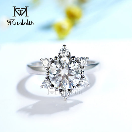 Kuololit 2CT Moissanite AU750 18K 14K White Gold Ring for Women Round D VVS Solitaire Ring for Engagement Party  New Trends
