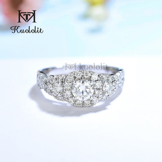 Kuololit Solid 18K 14K 10K 585 White Gold Moissanite Ring for Women Created Diamonds Luxury Ring for Engagement Wedding Fine Jew