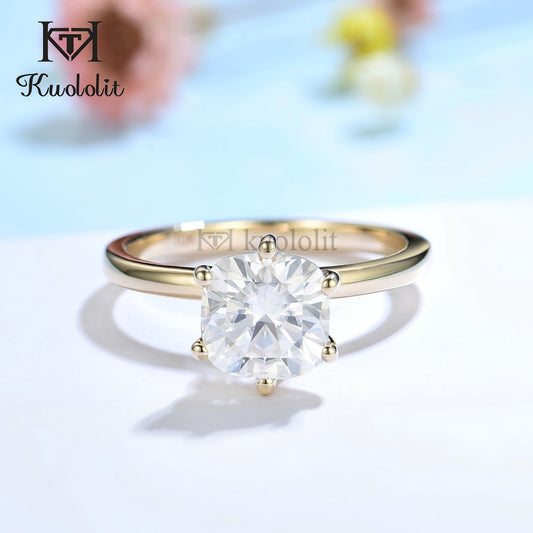 Kuololit 3CT Cushion Moissanite 18K 14K 10K 585 Yellow Gold Ring for Women Hide Halo Luxury Ring for Engagement Wedding Fine Jew