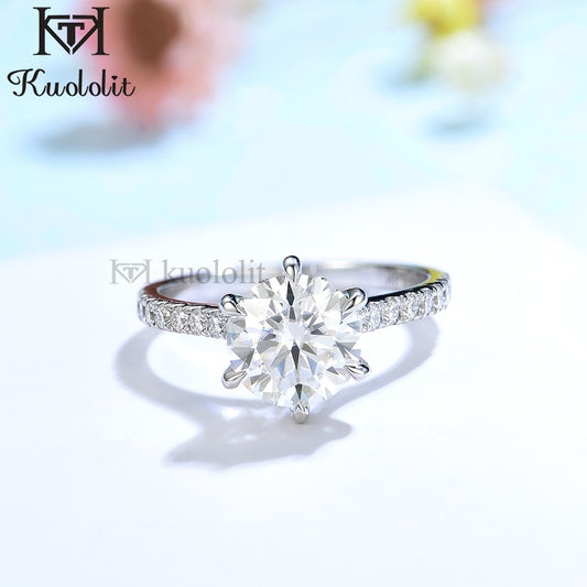 Kuololit 1.5CT Round Moissanite 18K 14K 10K 585 White Gold Ring for Women Created Diamonds Luxury Ring for Engagement Wedding