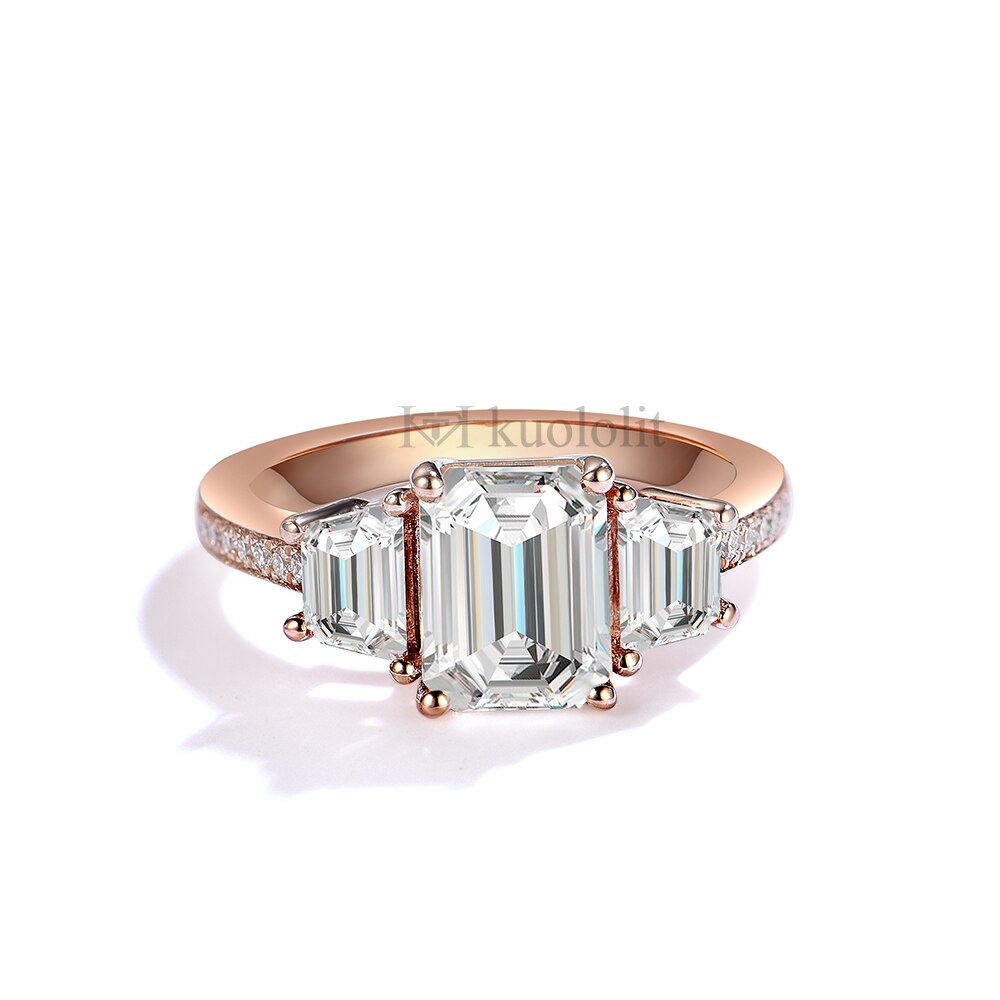 Kuololit 2CT Emerald Cut Moissanite AU750 18K 14K White Gold Kuololit 2CT Emerald Cut Moissanite AU750 18K 14K White Gold